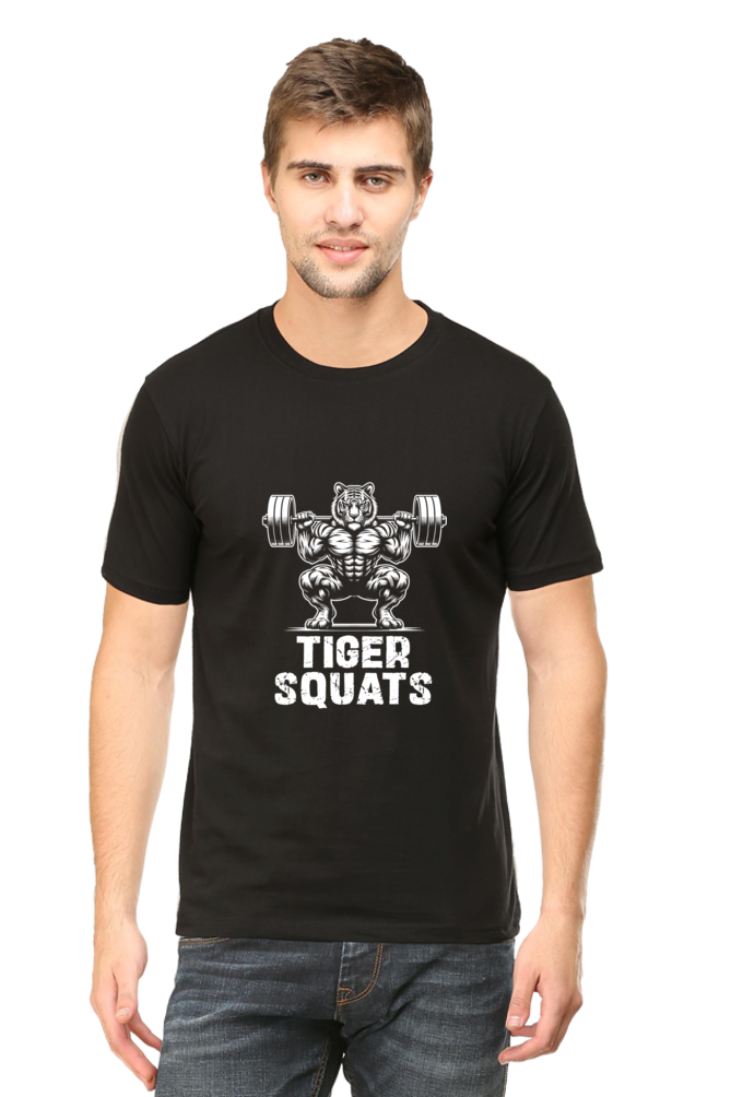 Unisex Tiger squats Design premium cotton t-shirt with Alpha tiger logo