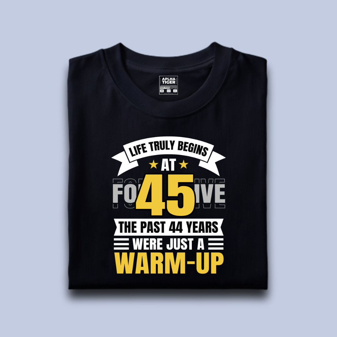 45th Birthday T-Shirt β Life Begins at 45 | Fun & Inspirational Gift for Men & Women