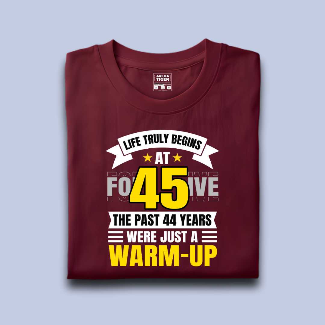 45th Birthday T-Shirt β Life Begins at 45 | Fun & Inspirational Gift for Men & Women