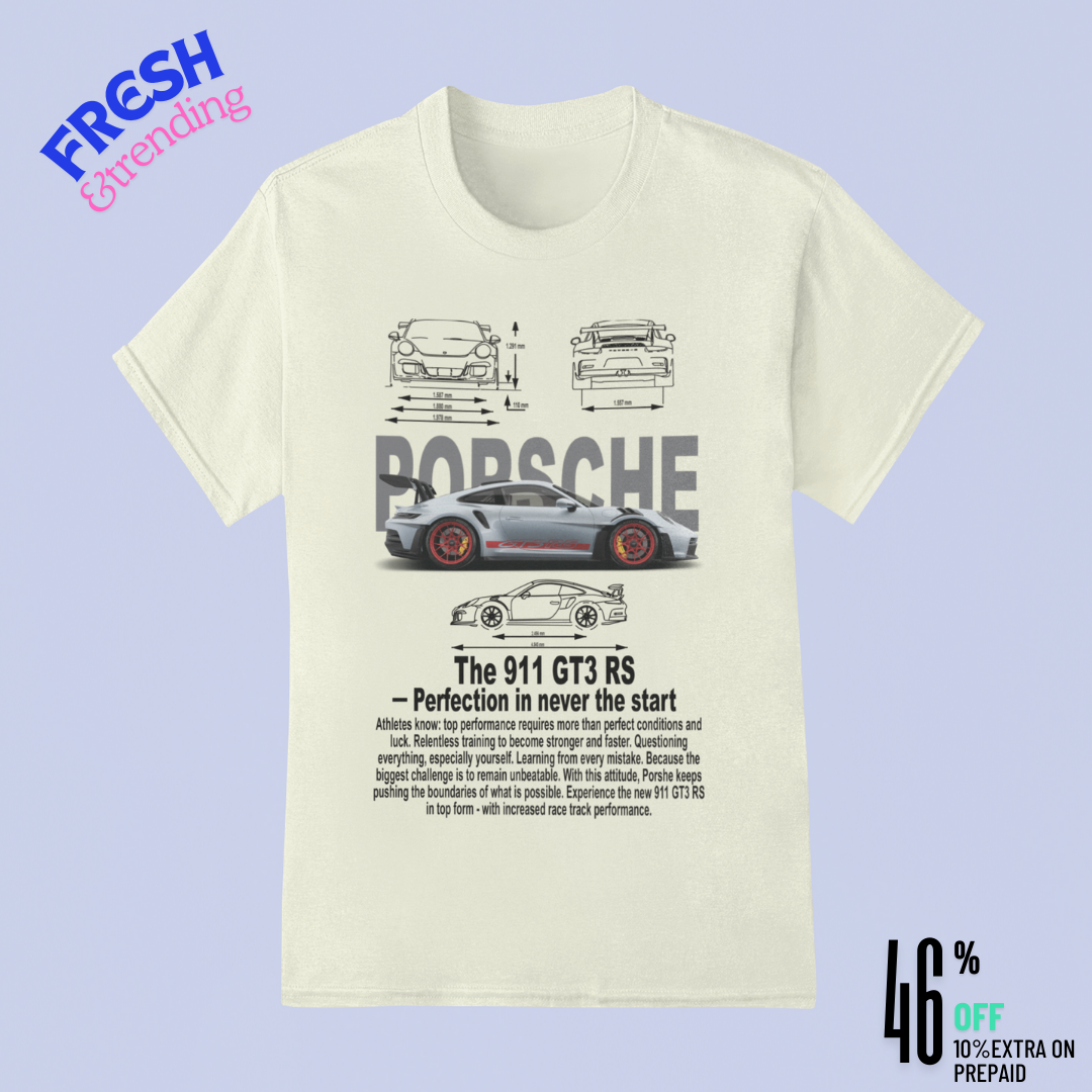 🏁 Porsche 911 GT3 RS Blueprint T-Shirt – Premium Cotton for Racing Enthusiasts 🚗