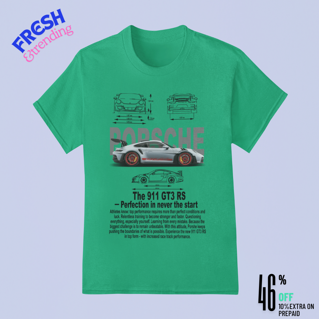 🏁 Porsche 911 GT3 RS Blueprint T-Shirt – Premium Cotton for Racing Enthusiasts 🚗