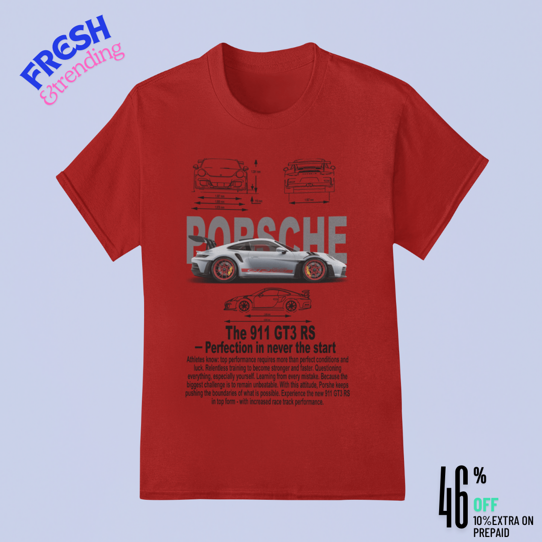 🏁 Porsche 911 GT3 RS Blueprint T-Shirt – Premium Cotton for Racing Enthusiasts 🚗