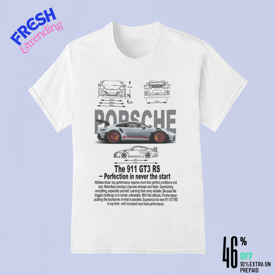 🏁 Porsche 911 GT3 RS Blueprint T-Shirt – Premium Cotton for Racing Enthusiasts 🚗