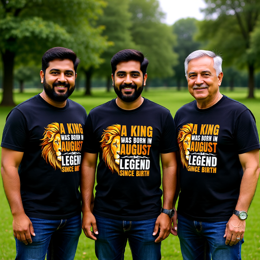 A King Was Born in August Birthday T Shirt for Men by Alpha Tiger