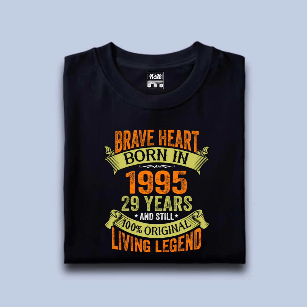 Brave Heart Born in 1995 Premium Cotton T-shirt