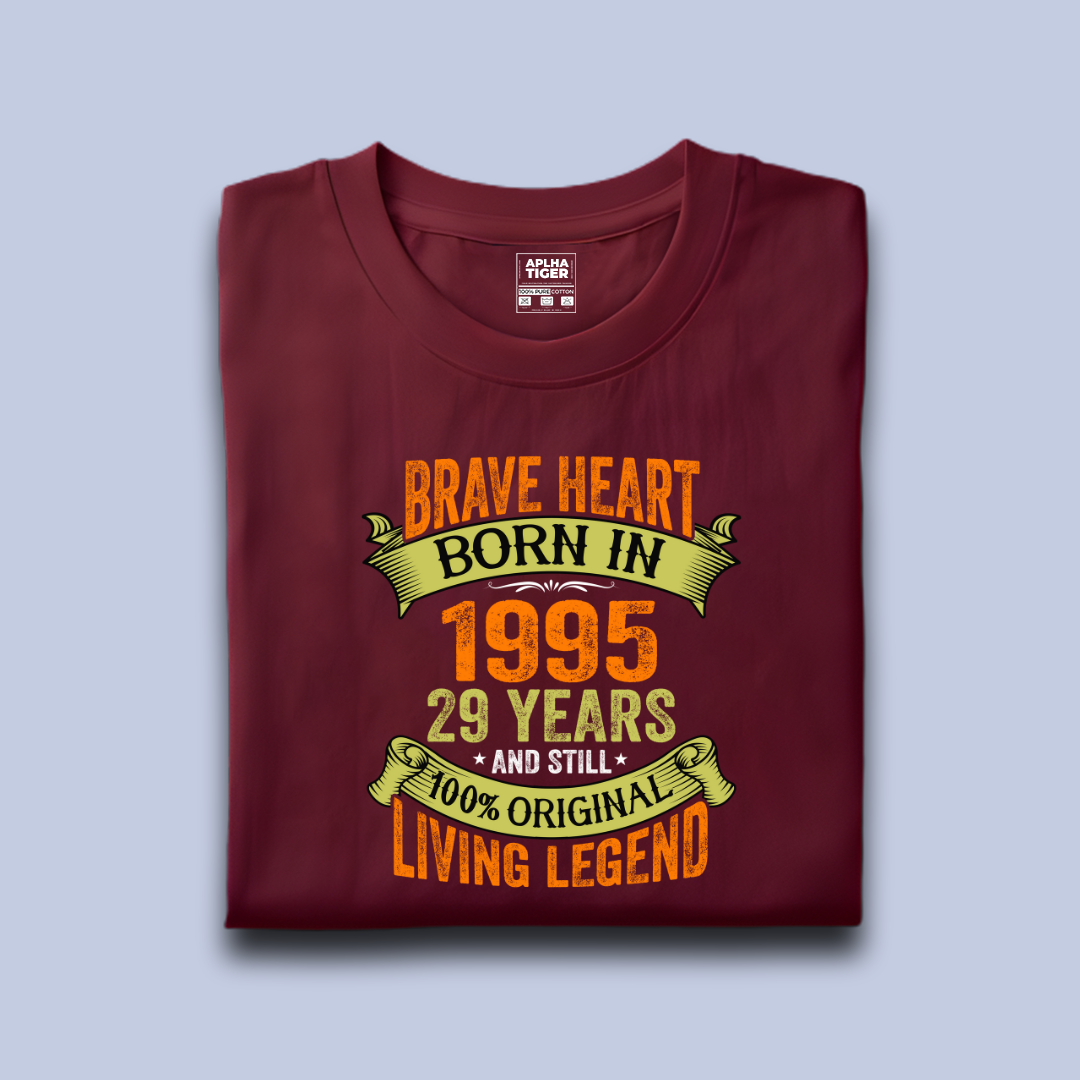 Brave Heart Born in 1995 Premium Cotton T-shirt