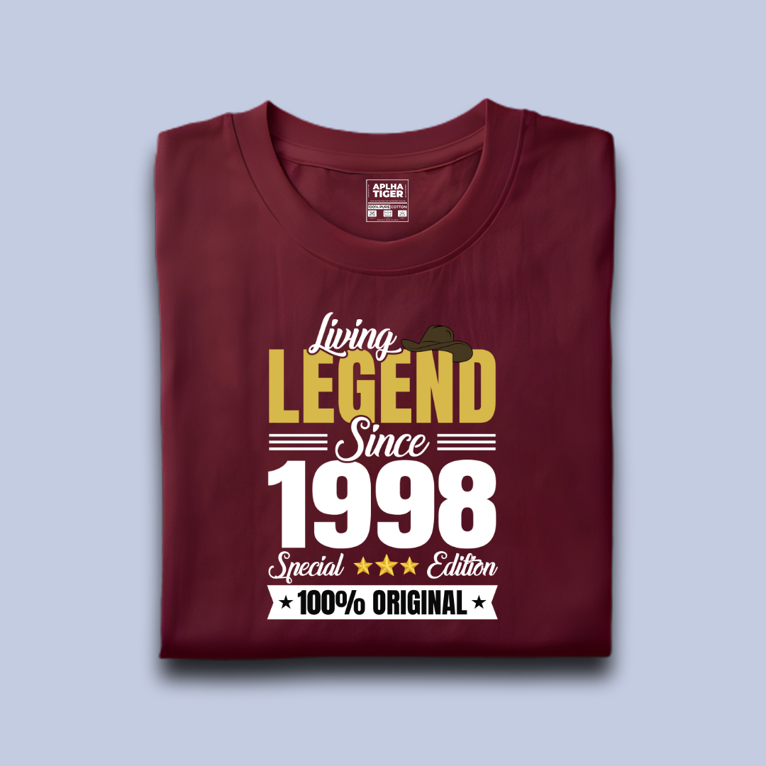 Living Legend Since 1998 Premium Cotton Birthday T-shirt