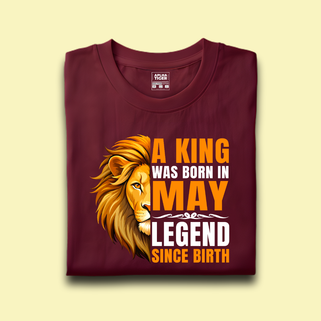 King Was Born In May Premium Cotton Birthday T-shirt