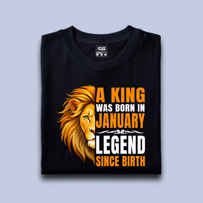 A king was born in January Premium Cotton Birthday T-shirt