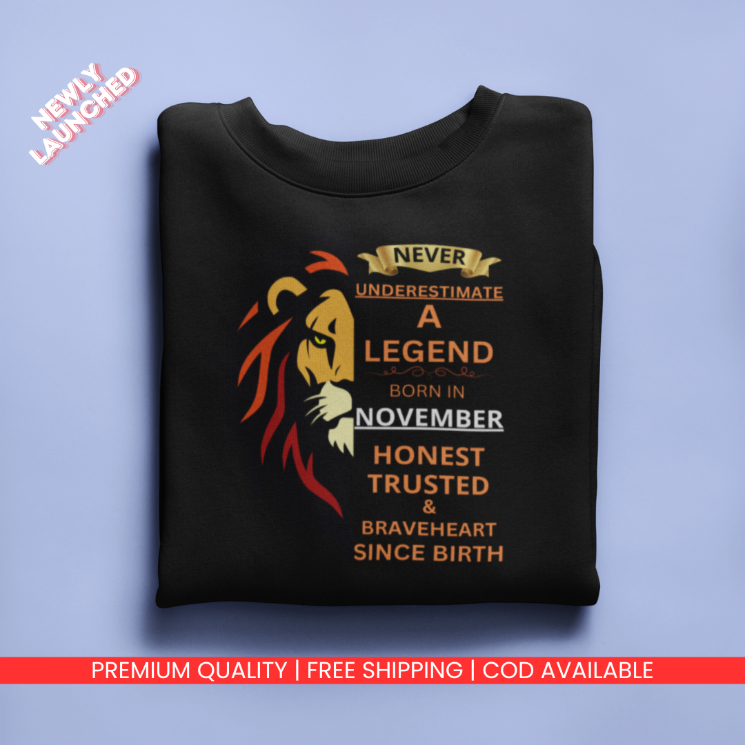 Never Underestimate A Legend Born in November premium Cotton T-shirt