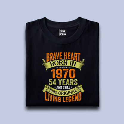 Brave Heart Born In 1970 Premium Cotton Birthday T-shirt Gift