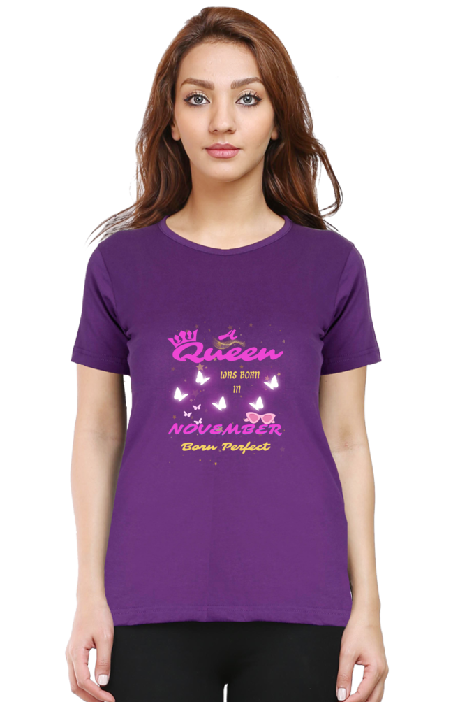 This Queen is Born in November Premium Cotton T-shirt