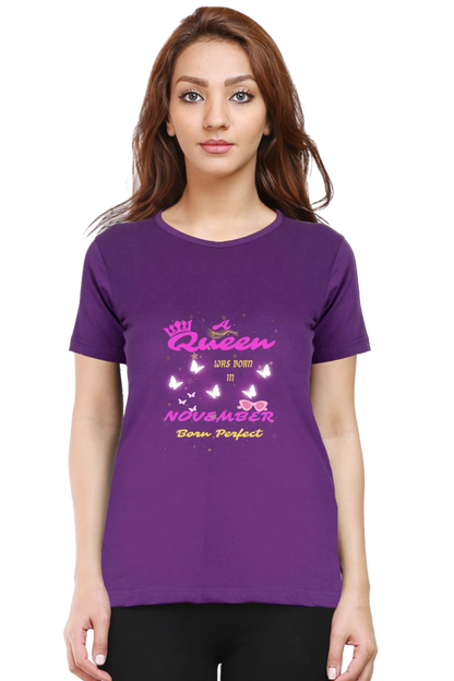 This Queen is Born in November Premium Cotton T-shirt