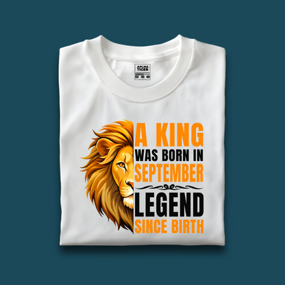 A King Was Born In September Premium Cotton Birthday T-Shirt