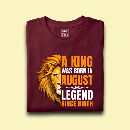 King Was Born in August Premium cotton T-shirt