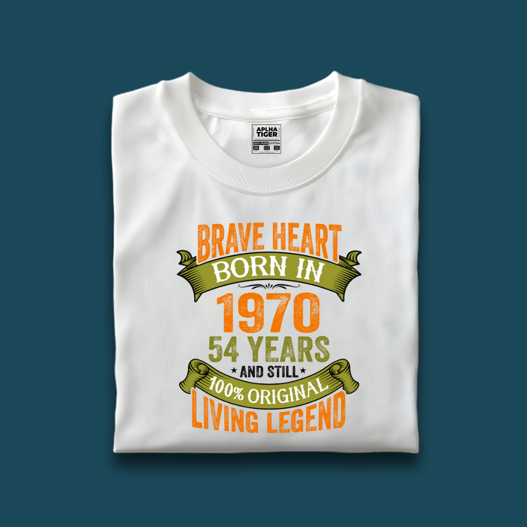 Brave Heart Born In 1970 Premium Cotton Birthday T-shirt Gift