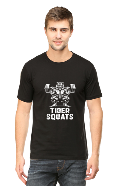 Unisex Tiger squats Design premium cotton t-shirt with Alpha tiger logo