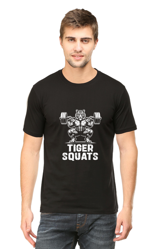 Unisex Tiger squats Design premium cotton t-shirt with Alpha tiger logo