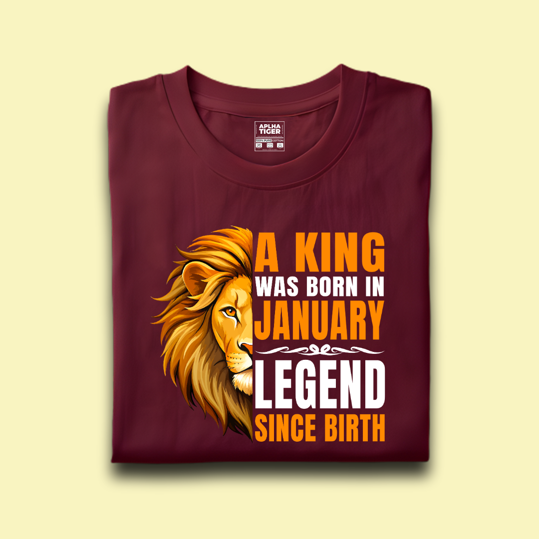 A king was born in January Premium Cotton Birthday T-shirt