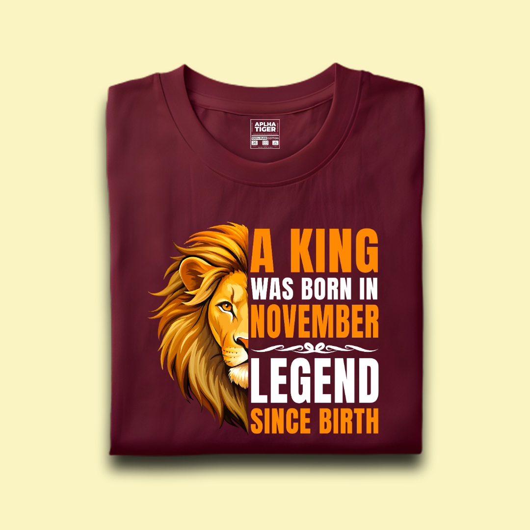 King Was Born in November Premium Cotton Birthday T-shirt