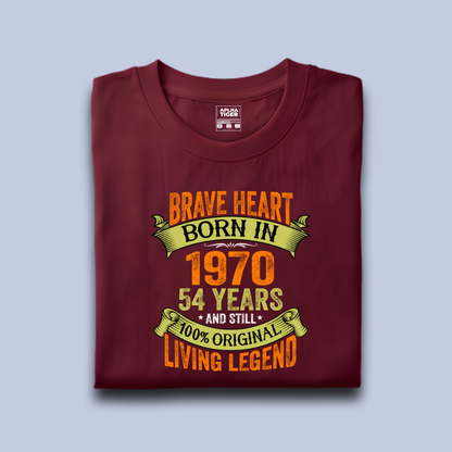 Brave Heart Born In 1970 Premium Cotton Birthday T-shirt Gift