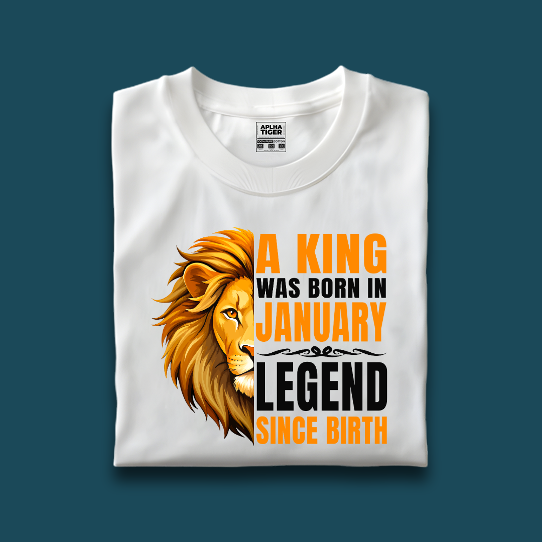 A king was born in January Premium Cotton Birthday T-shirt