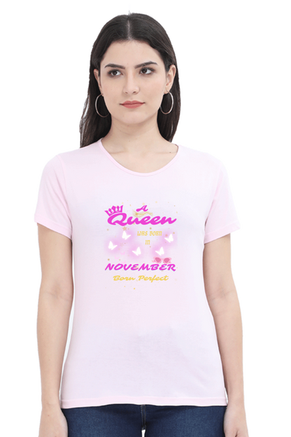 This Queen is Born in November Premium Cotton T-shirt