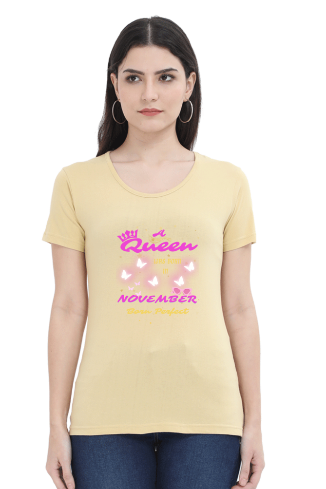 This Queen is Born in November Premium Cotton T-shirt