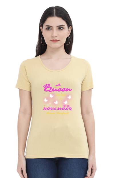 This Queen is Born in November Premium Cotton T-shirt