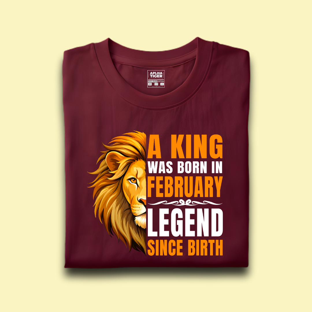 King was born in February Premium Cotton T-shirt