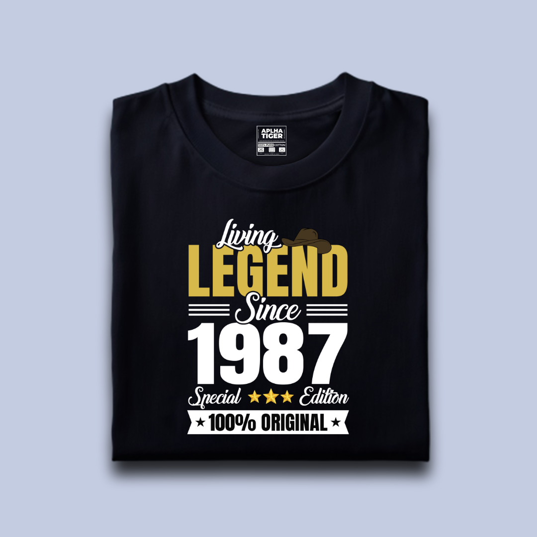 Living Legend Since 1987 Premium Cotton Birthday T-shirt