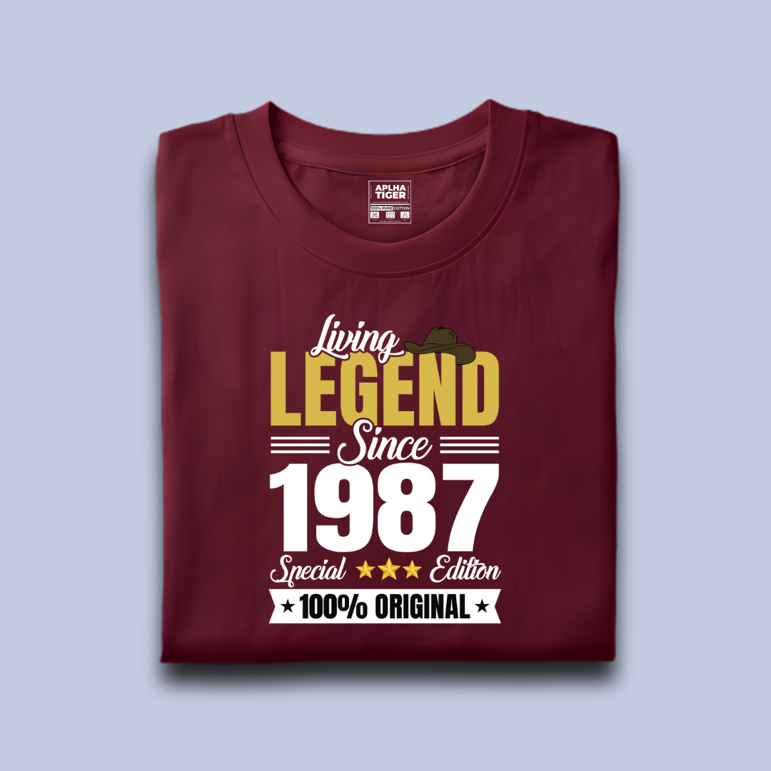 Living Legend Since 1987 Premium Cotton Birthday T-shirt