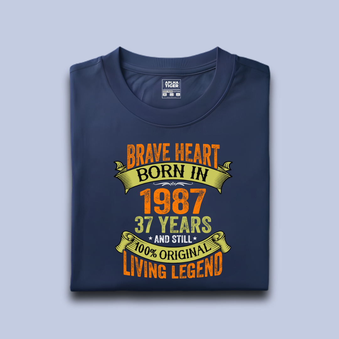 Brave Heart Born in 1987 Premium Cotton Birthday