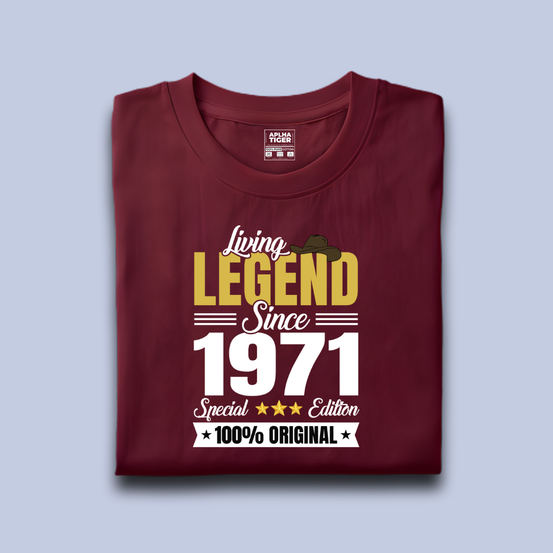 Living Legend Since 1971 Unisex Premium Cotton Birthday T-shirt