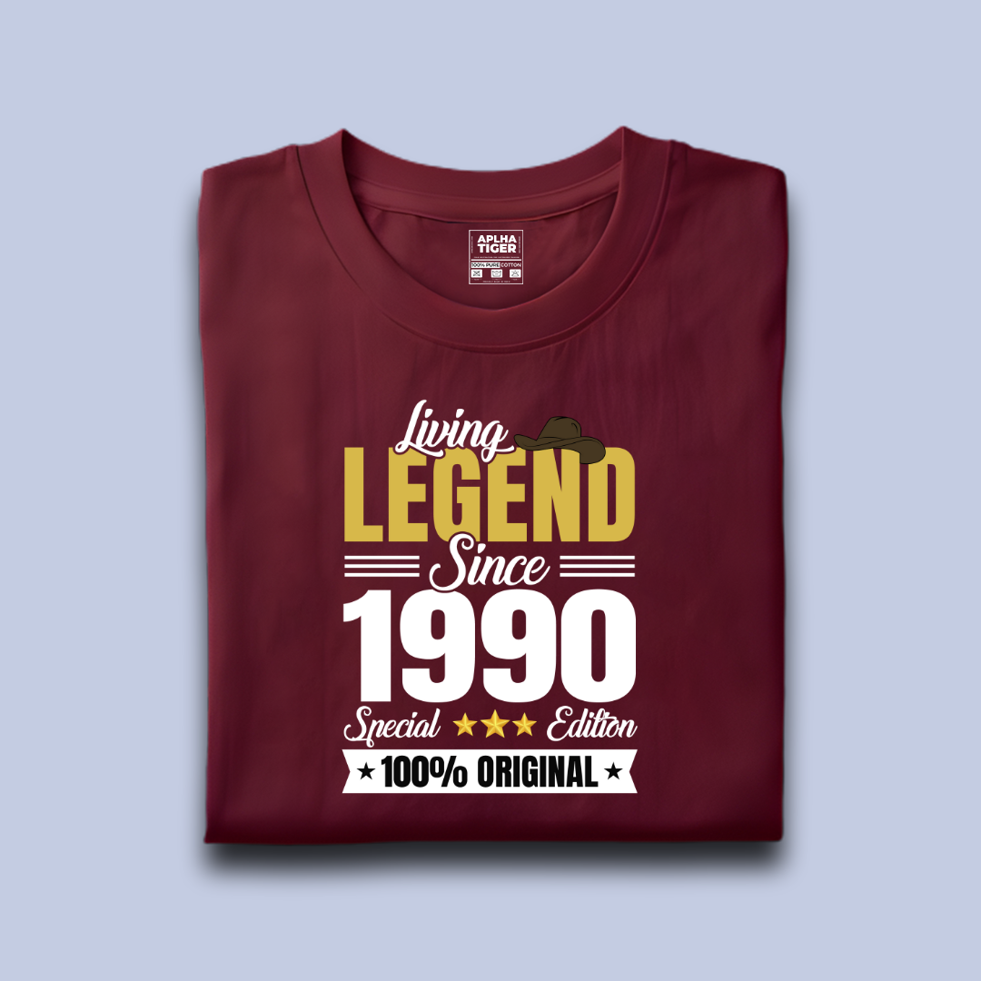 Living Legend Since 1990 Premium Cotton Birthday T-shirt