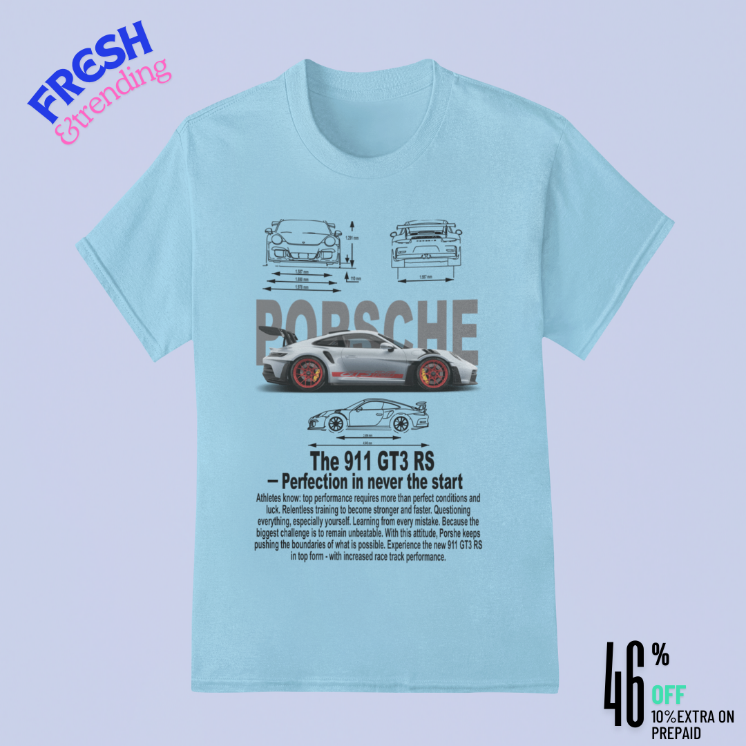 🏁 Porsche 911 GT3 RS Blueprint T-Shirt – Premium Cotton for Racing Enthusiasts 🚗