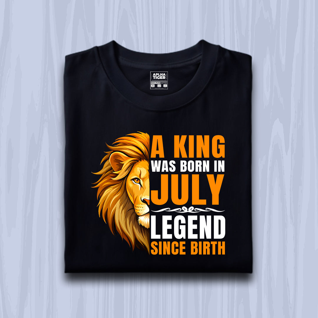 King Was Born in July Premium Cotton T-Shirt