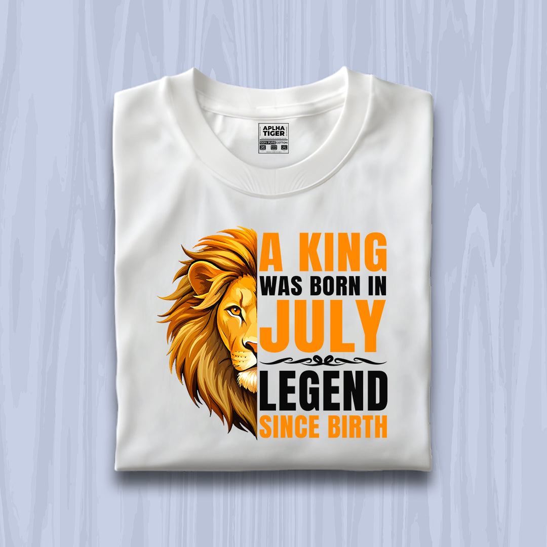 King Was Born in July Premium Cotton T-Shirt