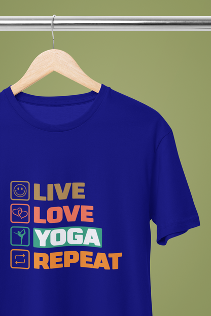 Live Love Yoga Repeat Regula Unisex Yoga T-Shirt