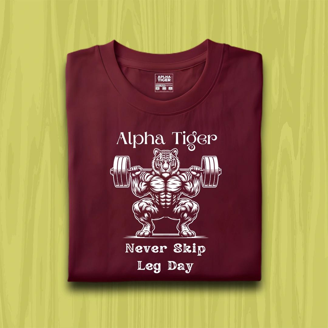 Alpha Tiger Never Skip Leg Day Premium Cotton T-Shirt