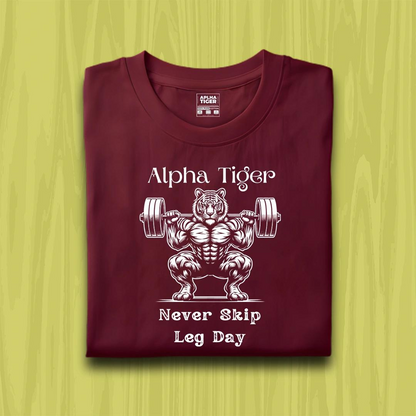 Alpha Tiger Never Skip Leg Day Premium Cotton T-Shirt