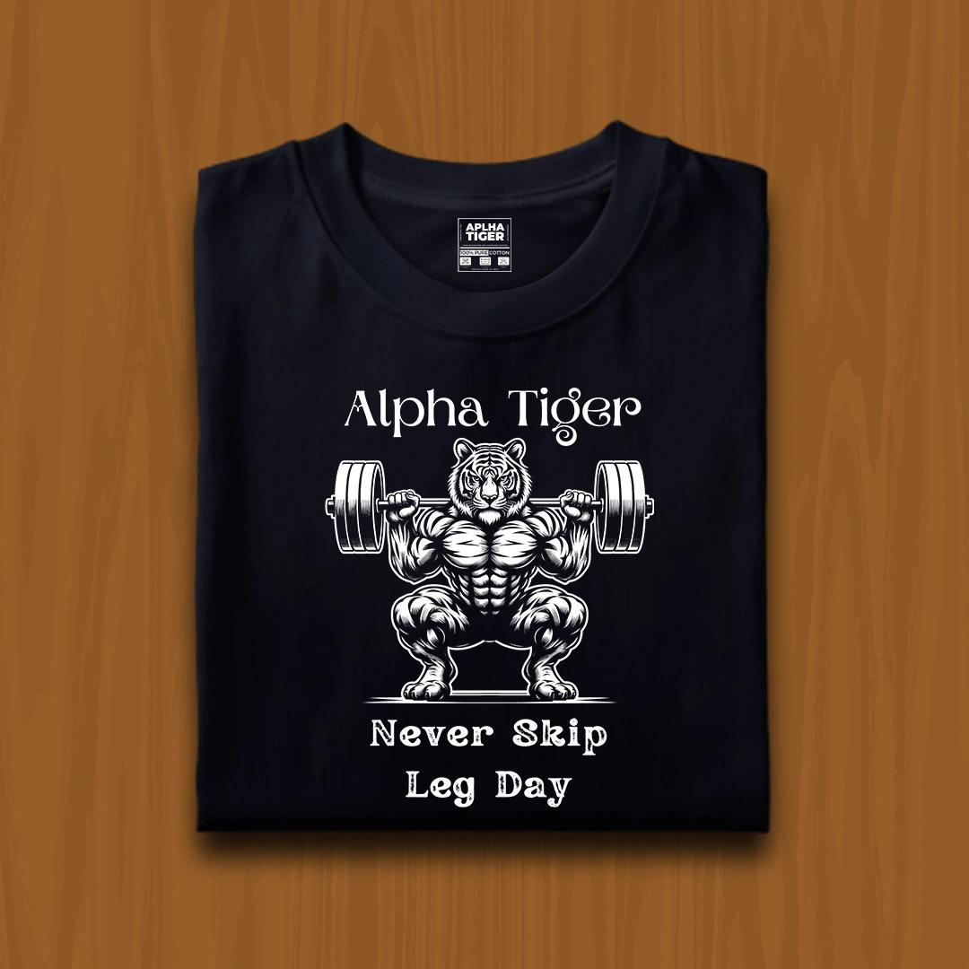 Alpha Tiger Never Skip Leg Day Premium Cotton T-Shirt