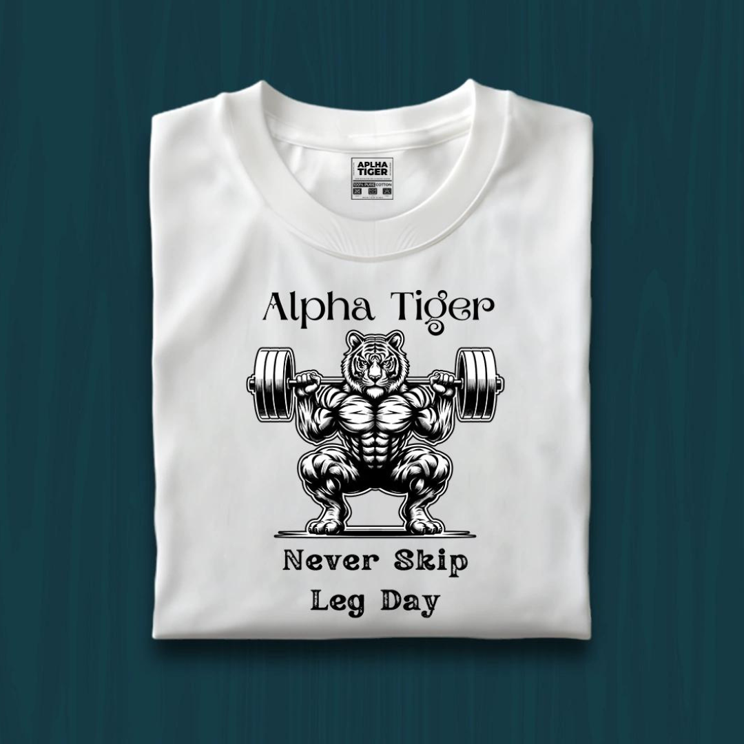 Alpha Tiger Never Skip Leg Day Premium Cotton T-Shirt