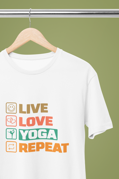 Live Love Yoga Repeat Regula Unisex Yoga T-Shirt