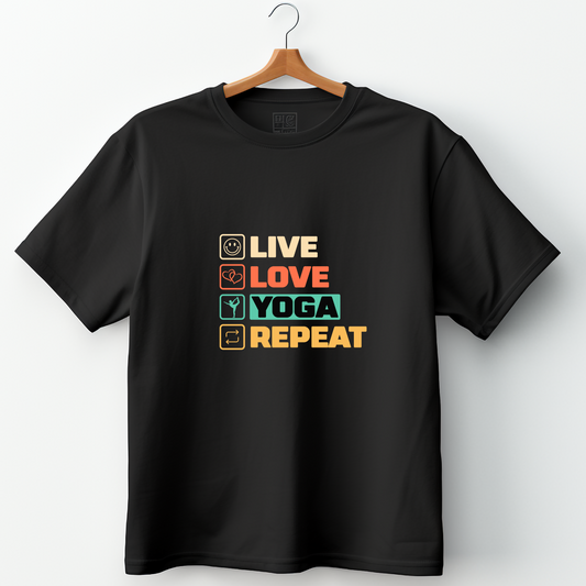 Live Love Yoga Repeat Regula Unisex Yoga T-Shirt